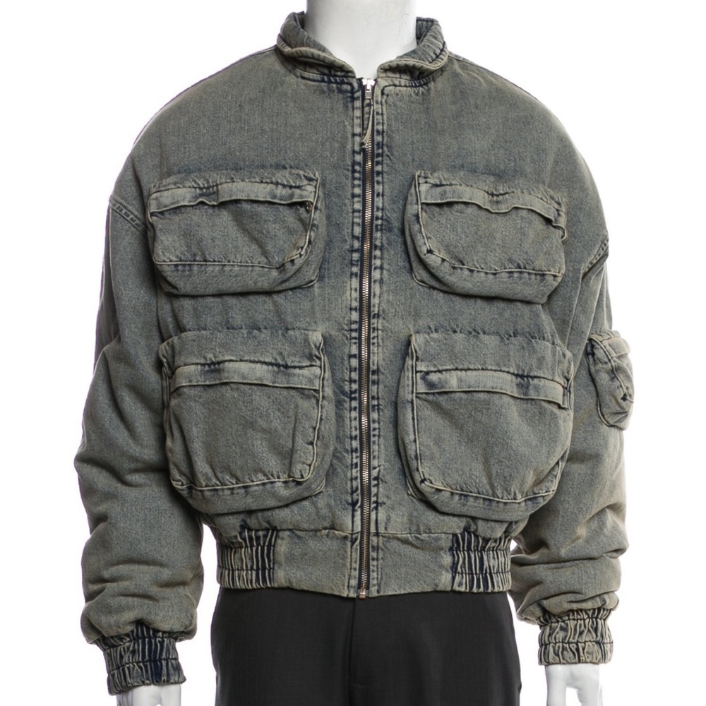 Cargo Denim Bomber Jacket
